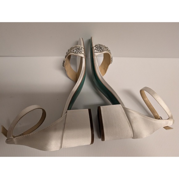 Betsey Johnson Women Shoes 9M Mel Satin Open Toe Evening Heels Rhinestone‎ - Picture 7 of 11